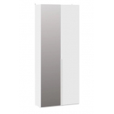 Шкаф для одежды Порто 366 с 1 глухой и 1 зеркальной дверями (Белый Жемчуг, Белый софт)